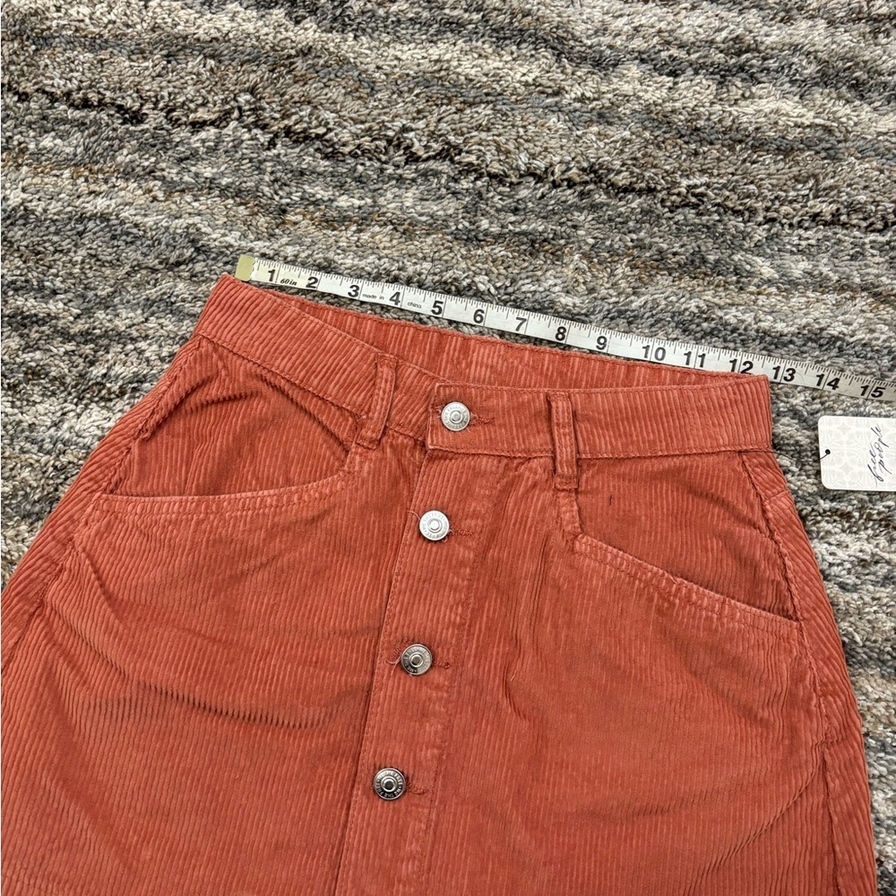 Free People Rust Corduroy Button-Front Mini Skirt - Picture 7 of 14
